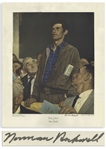 Norman Rockwell Signed Freedom of Speech Poster Measuring 29 x 35 -- Depicting a Man Speaking Freely at a Town Hall